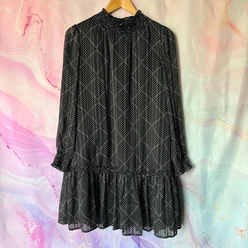 J. Crew S Black White Polka Dot Sheer Dress Preppy Romantic Retro Classy Evening - Picture 1 of 8